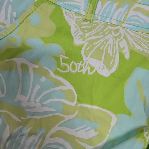 LILLY PULITZER Jubilee 50th Anniversary Shorts Green Blue Floral Size 6 - Picture 9 of 9